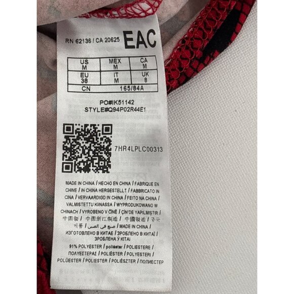 Guess Bodysuit M Red Snake-Print Deep V Sweetheart Neckline Cutout Y2K Clubwear - Picture 6 of 16